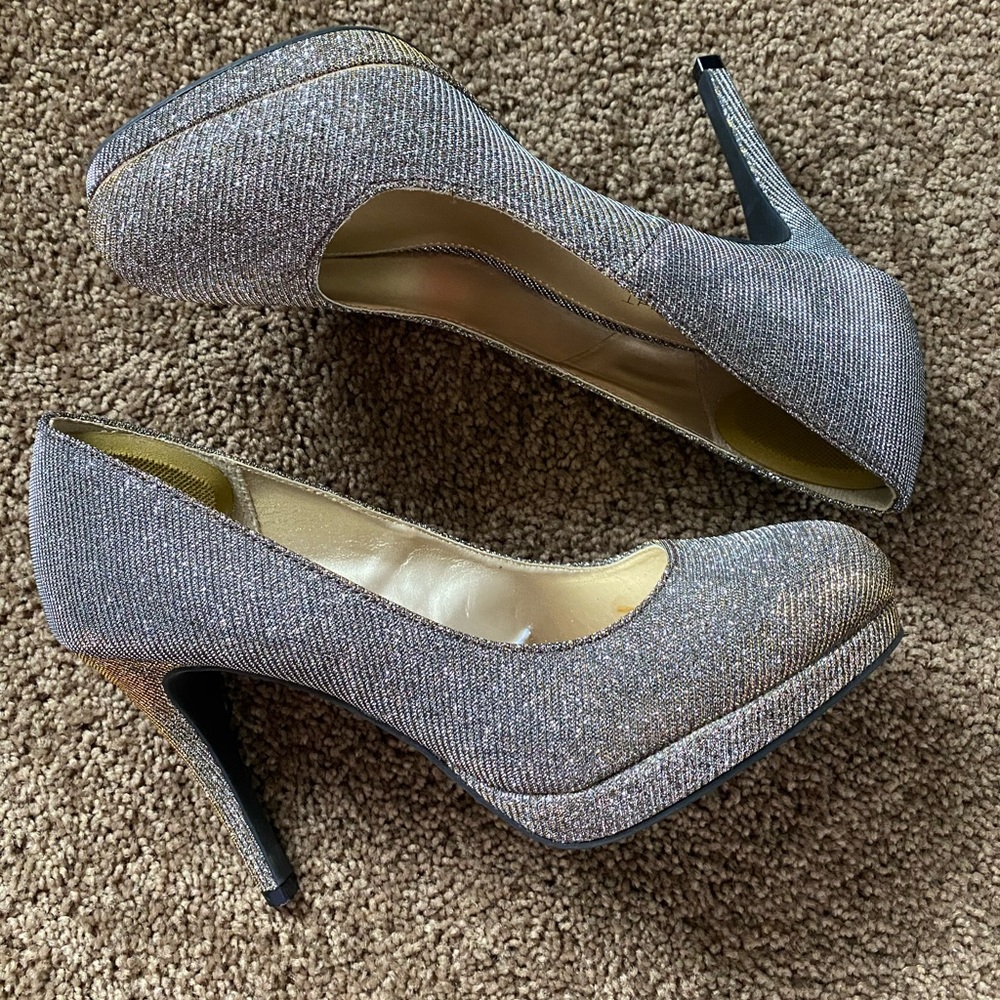Fiona Night Silver and gold high heels.